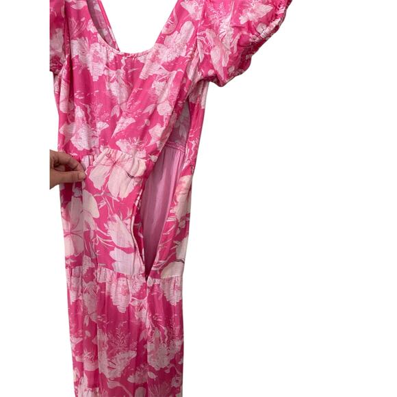 LoveShackFancy Karalie Maxi Dress US 2 Pink Floral Tiered Cotton Silk Feminine - Picture 9 of 16